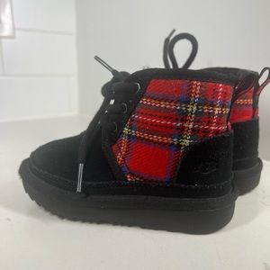 100% Authentic UGG Australia.Black and red plaid boot. Toddler size 8